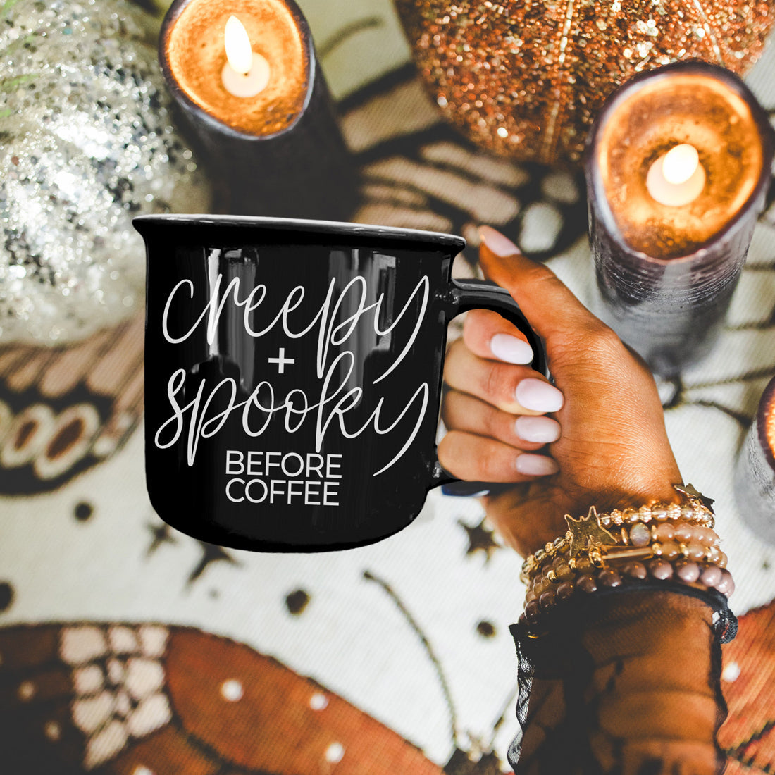 Halloween Coffee Mug Creepy and Spooky Morning Quote
Daily Coffee Gothic Mug Creepy and Spooky Design